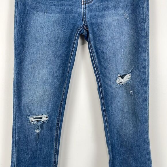 Free People Frayed Hem Distressed Blue Jeans Women’s 27 Skinny Boho Stretch - Picture 4 of 8